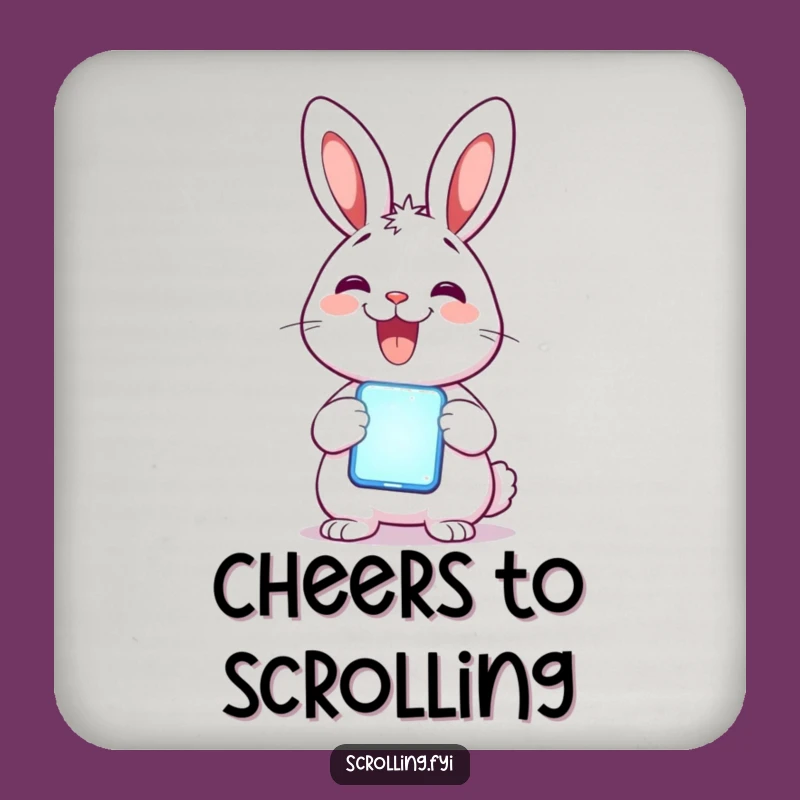 Funny Rabbit Phone Coaster: Delighted Rabbit Art, Protect Surfaces with Tech