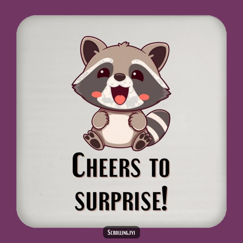 Funny Raccoon Coaster: Surprised Delight Drink Protector, Chic Comical Accessory, Perfect Funny Gift