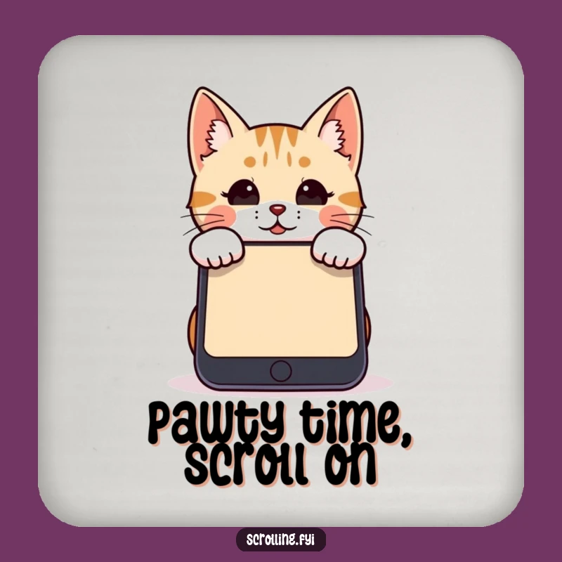 Funny Cat Smartphone Coaster: Protect Surfaces with Techy Feline Fun!