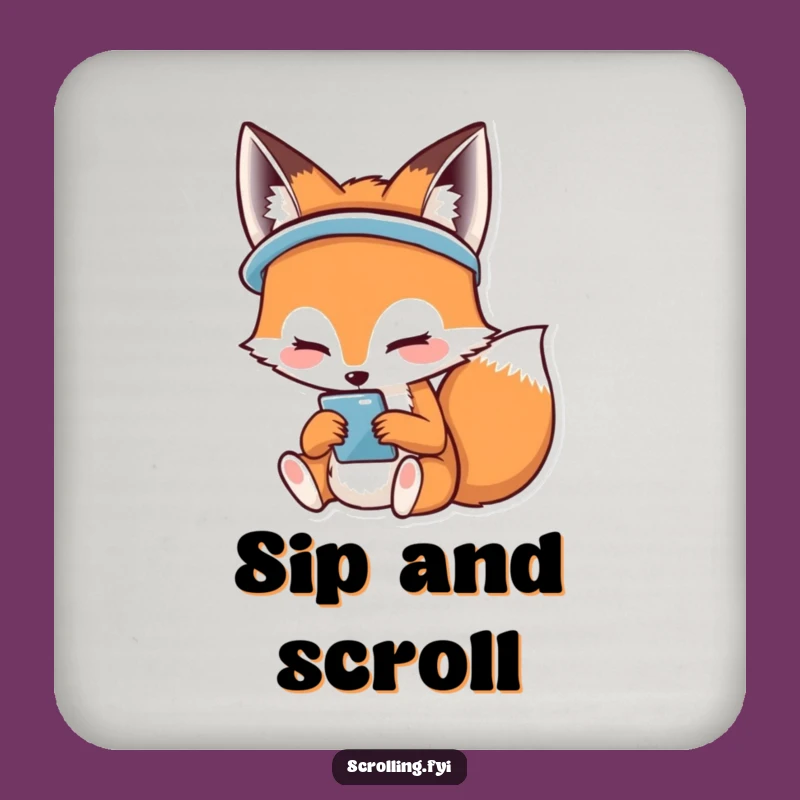 Funny Happy Fox Phone Coaster: Protect Surfaces with Smiles