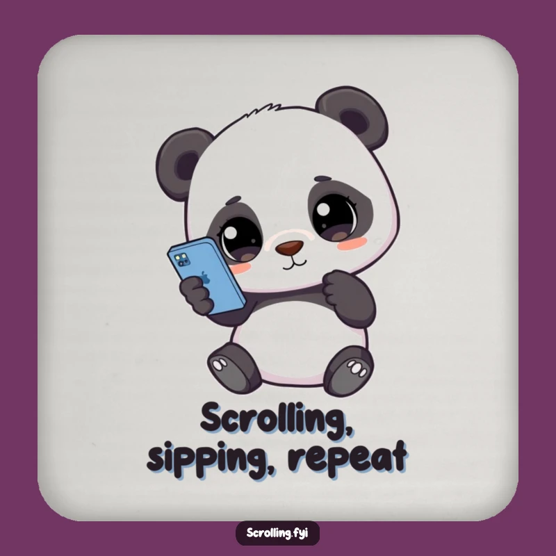 Funny Panda Phone Coaster Set: Protect Surfaces with Tech Humor