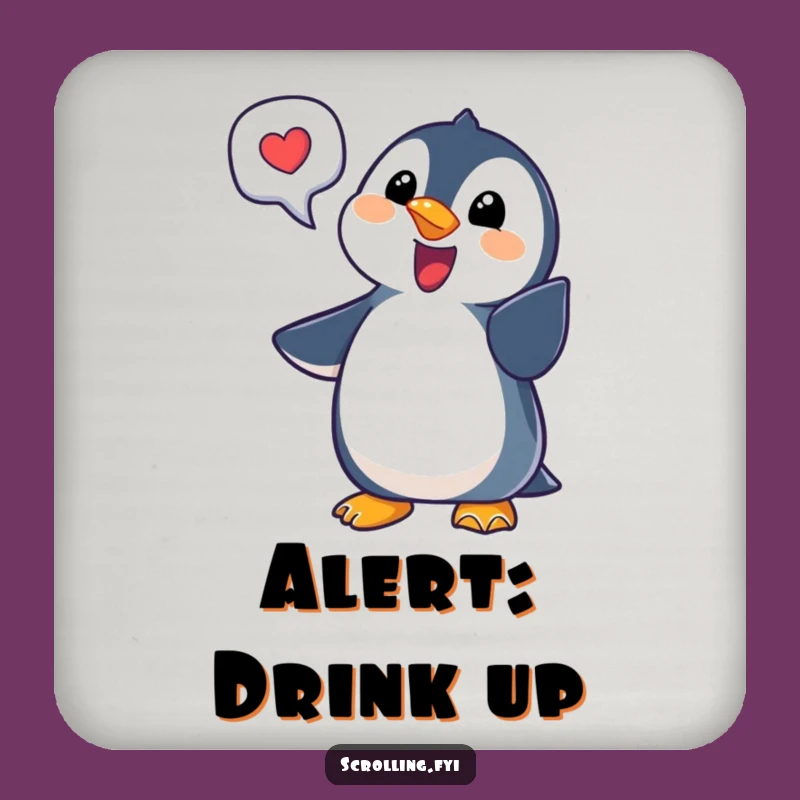 Funny Penguin Notification Coaster Set A Charming Gift for Digitally-Savvy Homes