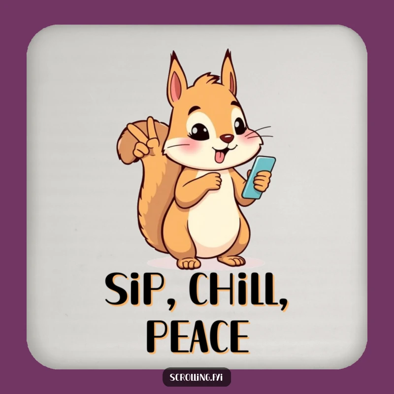 Funny Silly Squirrel Peace Coaster Set - Protect Surfaces with Humor