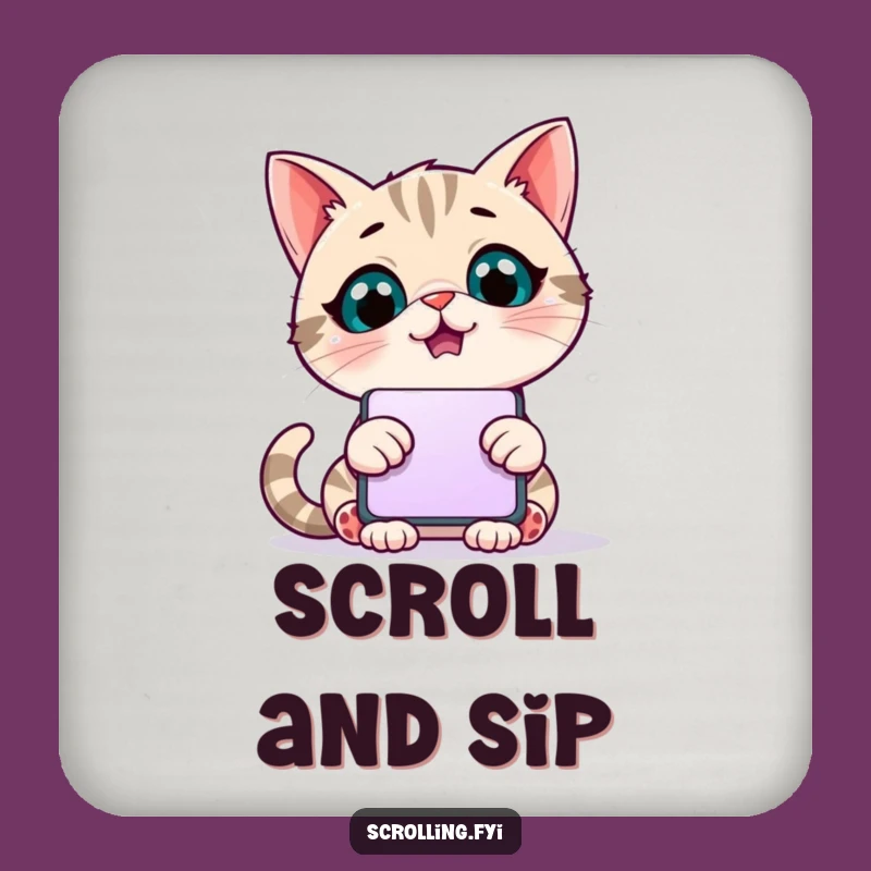 Funny Scrolling Cat Coasters: Protect Surfaces from Digital Clutter