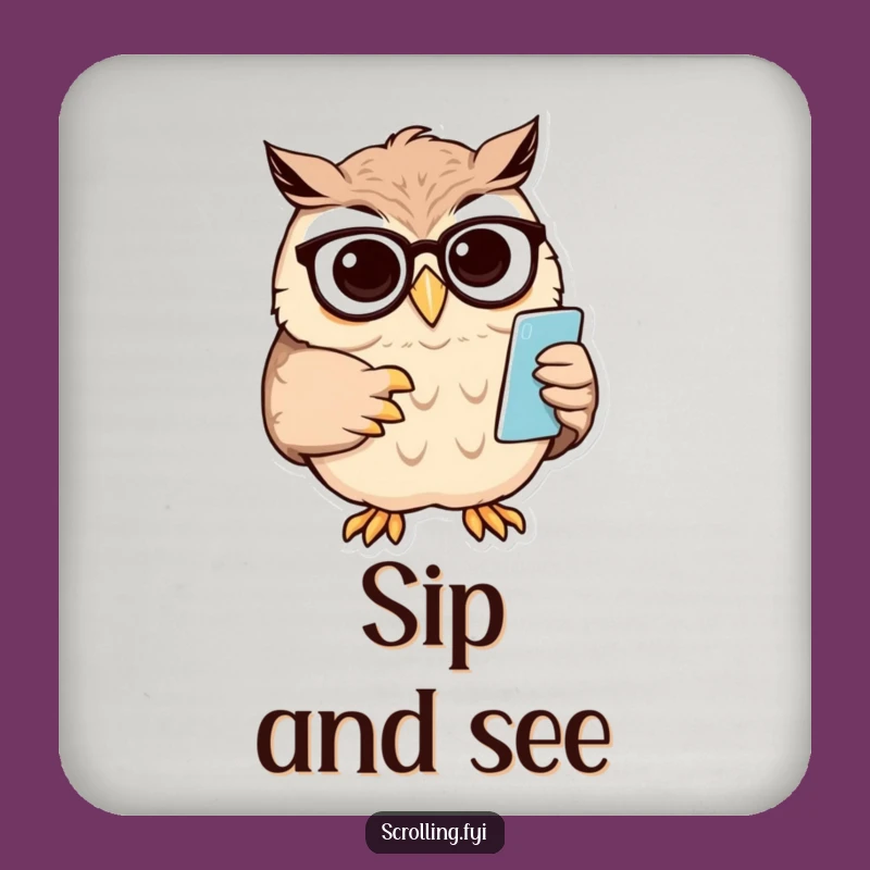 Funny Owl Drink Coaster: Protect Surfaces with This 'Wise Specs' Coaster