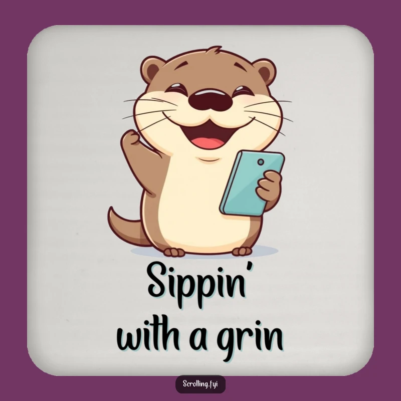 Funny Otter Phone Coaster: Protect Surfaces with Cheerful Charm!
