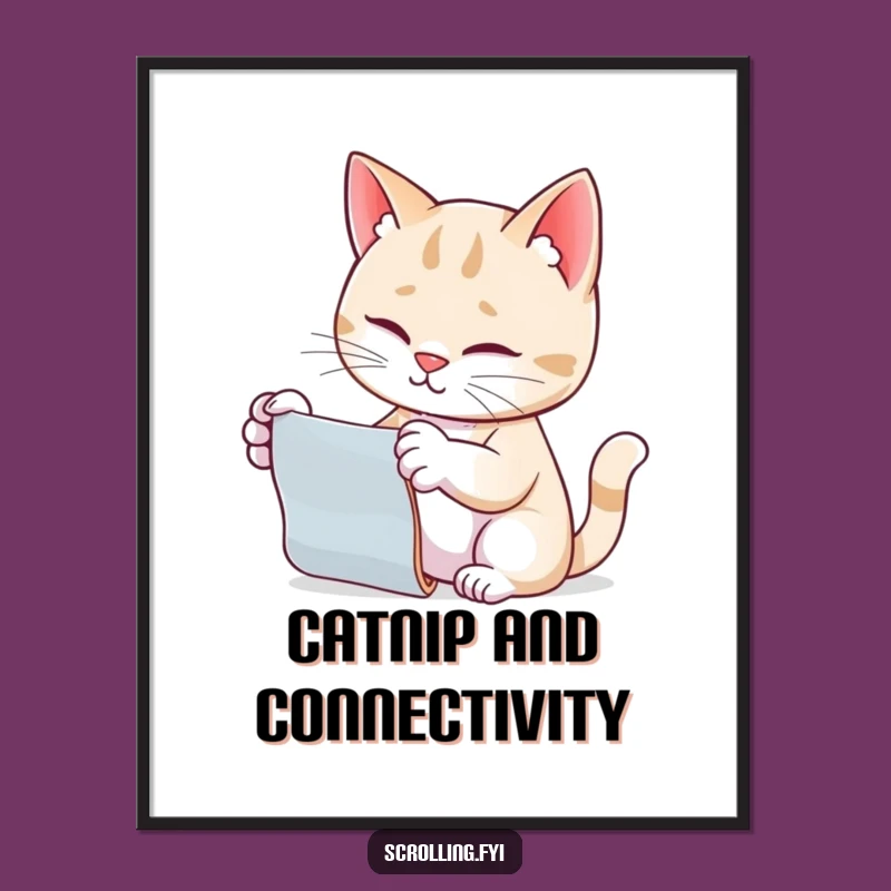 Funny Cat Scrolling Poster: Hilarious Feline Tech Art, Great Funny Gift!