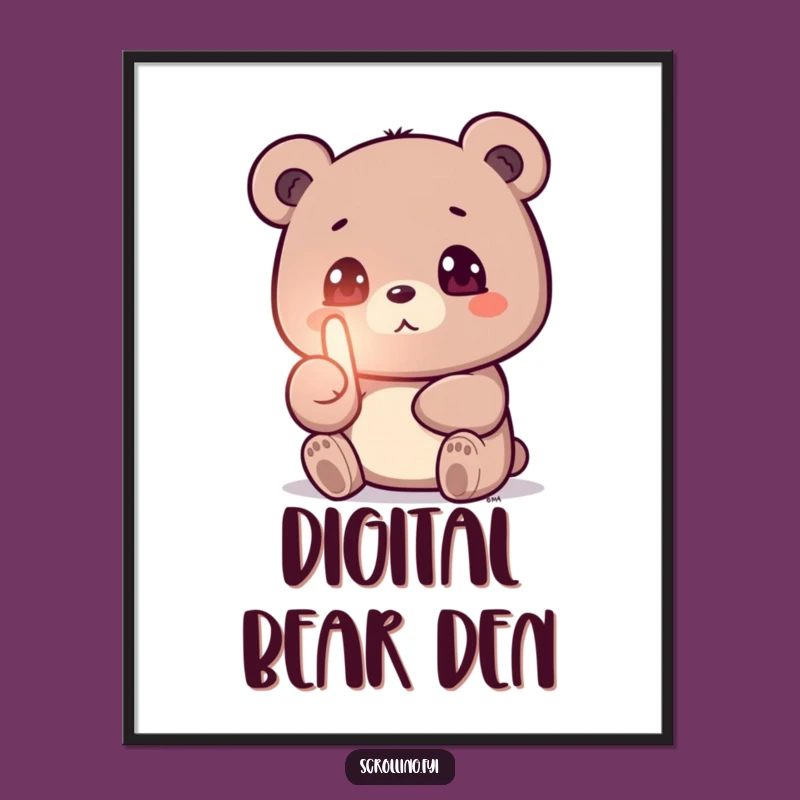 Funny Bear Screen Addict Poster: Hilarious Wall Art for Techies