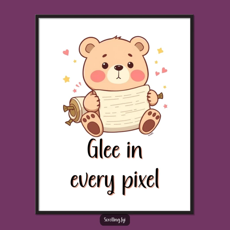 Funny Bear Scrolling Poster: Playful Bear Art, Hilarious Digital Decor