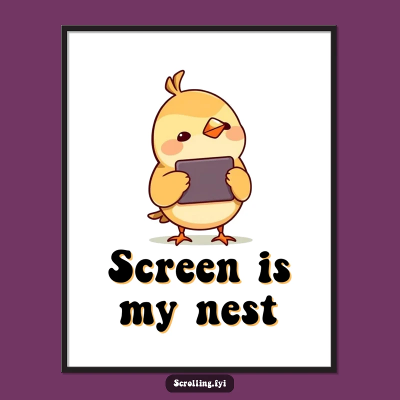 Funny Bird Watching Device Poster, Whimsical Tech Art, Great Funny Gift Decor