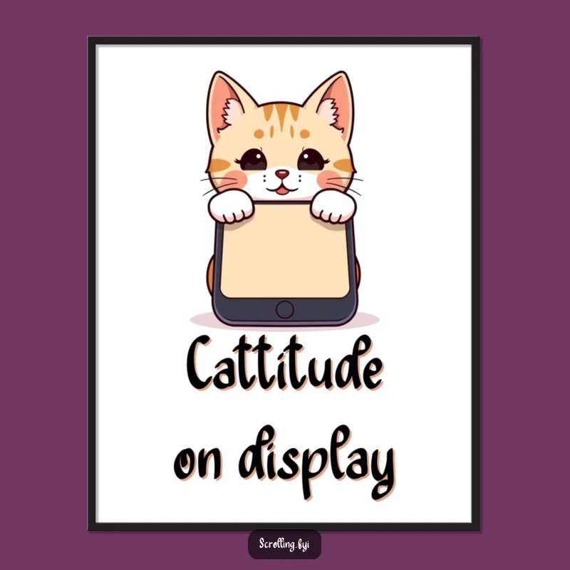 Funny Cat Smartphone Poster: Wall Art for the Digitally Devoted Cat Lover!