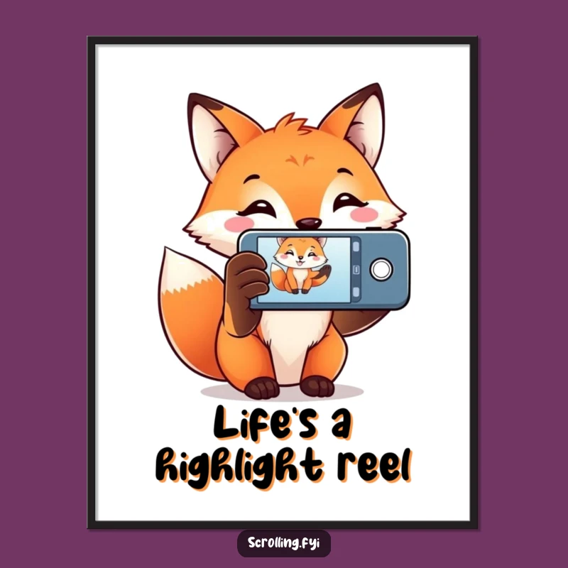 Funny Fox Photographer Poster: A Smiling Fox Capturing Memories With Its Phone