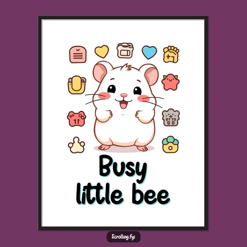 Funny Hamster Icon Clicker Poster: Hilarious Wall Art for Productivity Enthusiasts