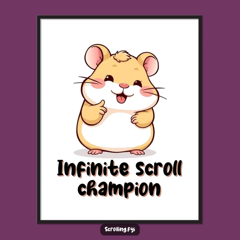 Funny Hamster Poster: Scrolling Hamster Art, Hilarious Tech Decor Gift!