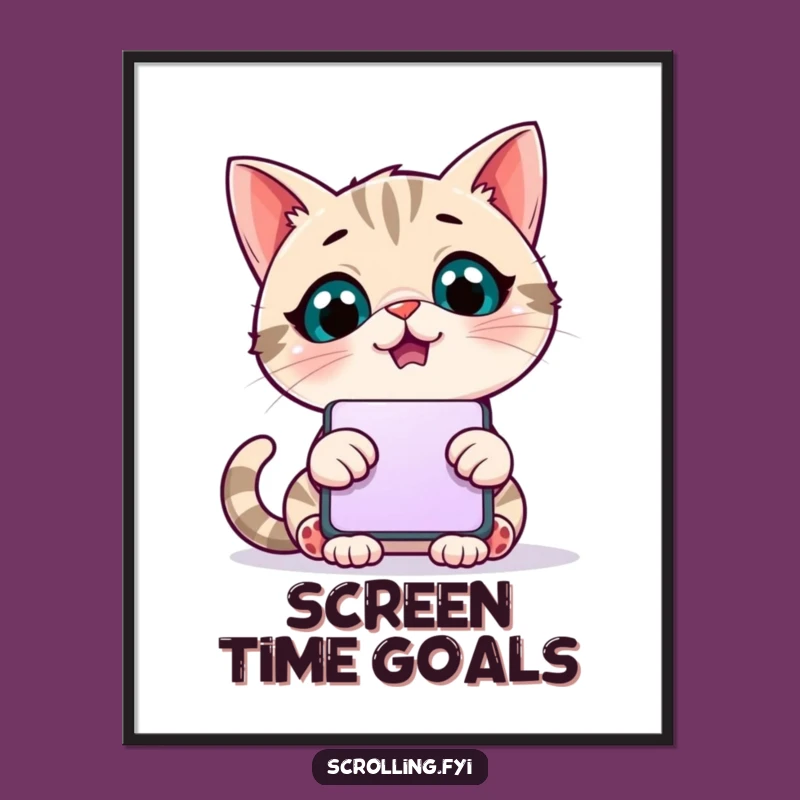 Funny Scrolling Cat Poster: Decorate Your Space with Digital Delight