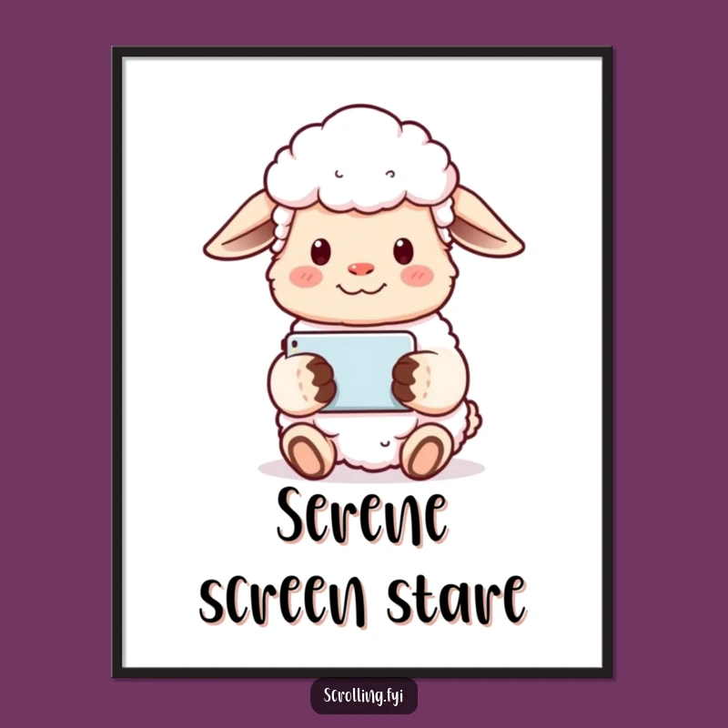 Funny Sheep Poster: 'Serene Screen Time' Art - A Hilarious Comfort Gift