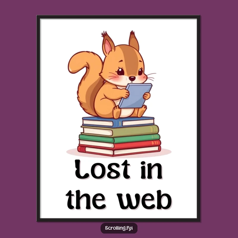 Funny Squirrel Digital Obsession Poster: High-Quality Wall Art, Hilarious Tech Humor Gift