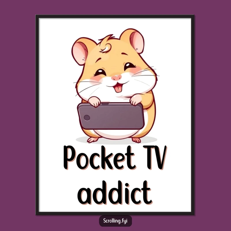 Funny Giggling Hamster Poster, Whimsical Phone Meme Art, Great Funny Gift Decor