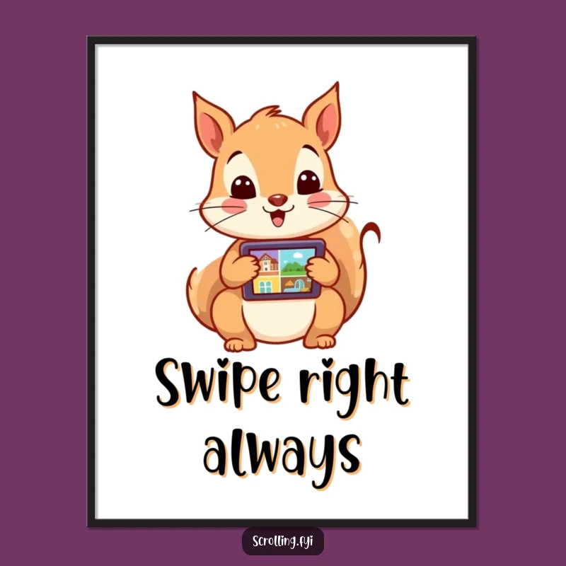 Funny Squirrel Tablet Poster: Excited Digital Art for Techy Spaces