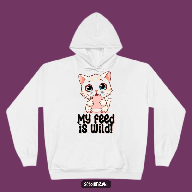 Funny Surprised Cat Hoodie: Cozy Phone Amazement Wear, Ultimate Funny Gift for Chilly Nights