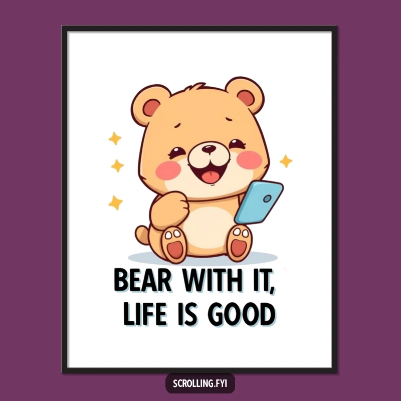 Free Printable Bear Phone Art - Humorous Downloadable Wall Decor for a Laugh