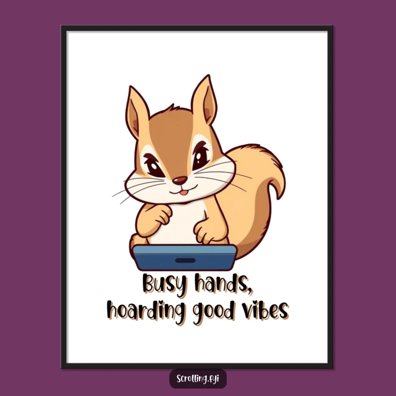 Funny Free Printable Wall Art: Squirrel's Intense Focus, Downloadable Art, Quirky Decor