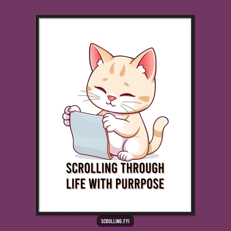Free Printable Cat Scrolling Art - Humorous Downloadable Decor for Cat Fans