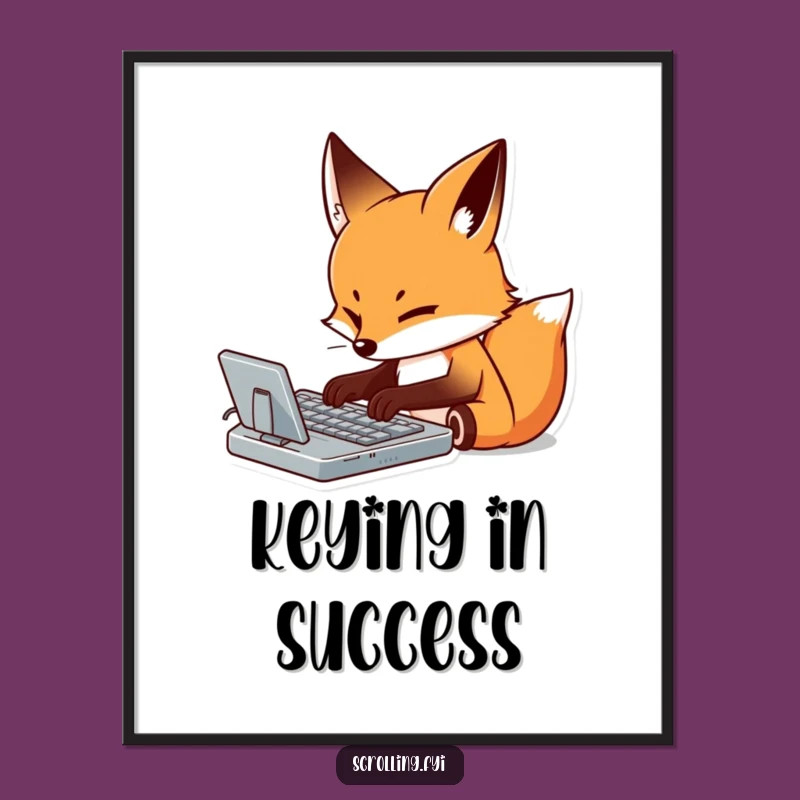 Free Printable Fox Wall Art: Funny Typing Downloadable Decor