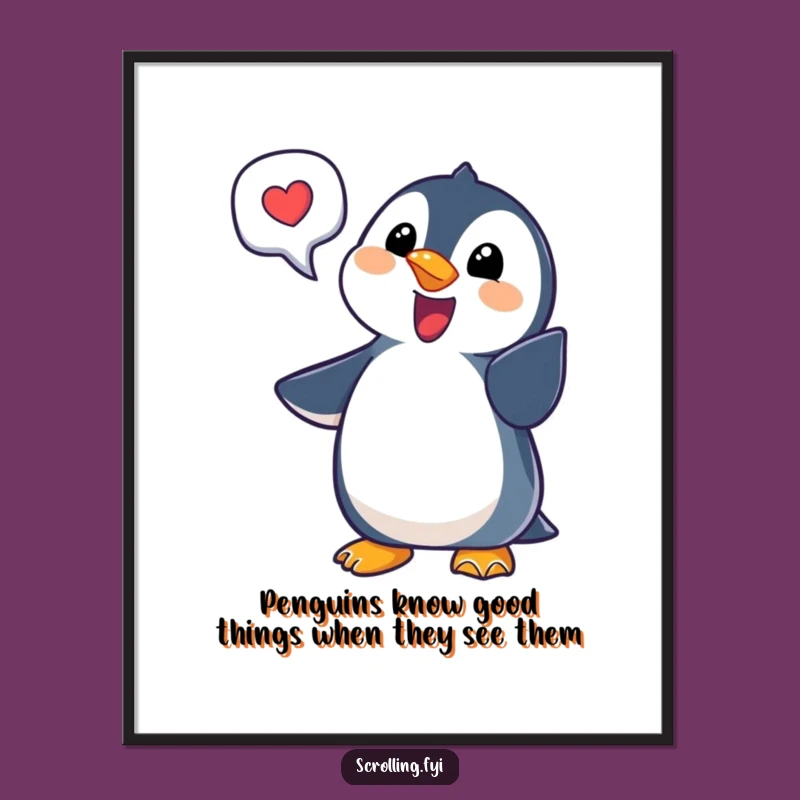 Free Printable Wall Art: Funny Penguin Notification Decor, Downloadable Quirky Art