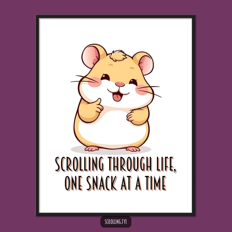Funny Free Printable Wall Art: Hamster Scrolling Screen, Downloadable Art, Quirky Decor