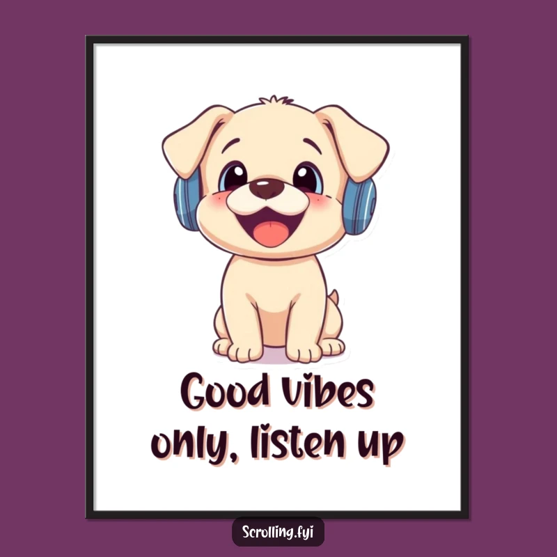 Funny Free Printable Wall Art: Puppy's Notification Surprise Downloadable Decor