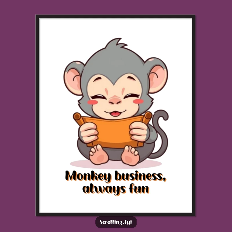 Funny Free Printable Wall Art: Monkey Scrolling Obsession, Hilarious Downloadable Art for Your Space
