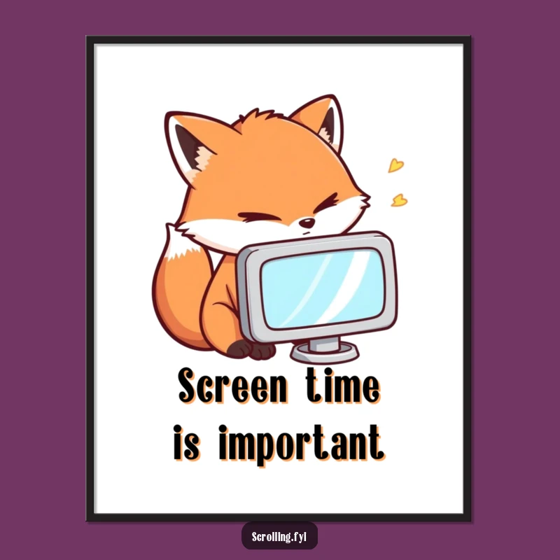 Free Printable Wall Art: Funny Fox Screen Stare Decor, DIY Downloadable Art