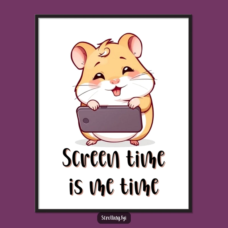 Funny Free Printable Wall Art: Giggling Hamster on Phone, Hilarious Downloadable Decor