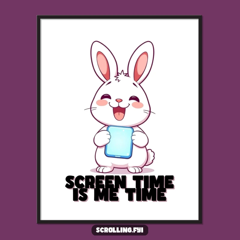 Free Printable Rabbit Art: Funny Phone Glow Scene for Tech-Loving Spaces