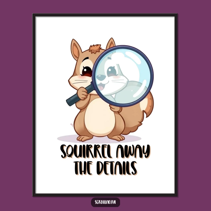 Free Printable Wall Art: Curious Squirrel & Magnifying Glass - Funny Art