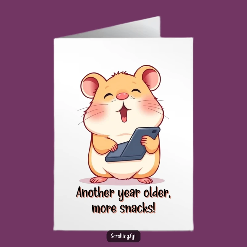 Funny Free Printable Birthday Card: Hamster's Phone Addiction Downloadable Gift