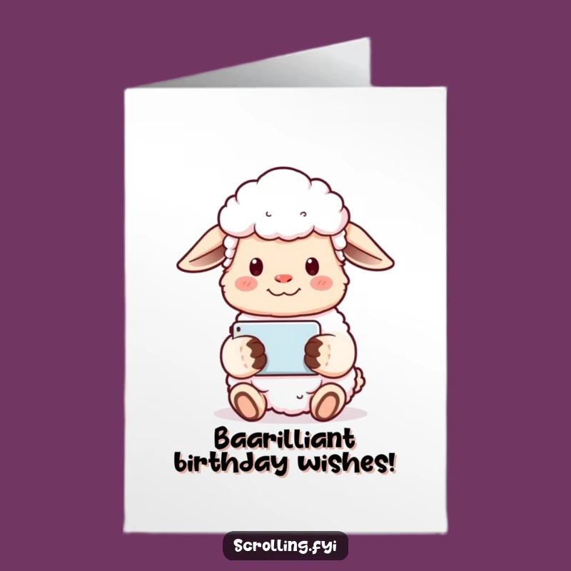Free Printable Birthday Card: Content Sheep Enjoys Phone, Funny Downloadable Gift