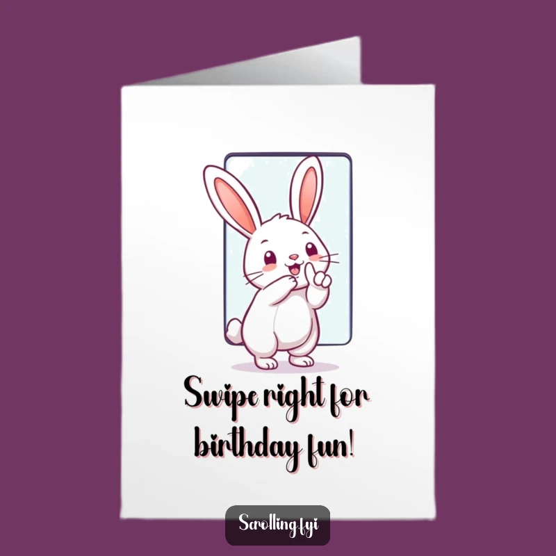 Free Printable Birthday Card: Funny Rabbit Tech Swipe, Perfect DIY Humorous Downloadable Gift