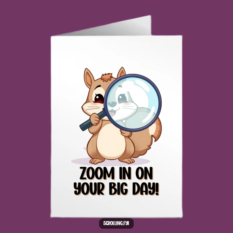 Free Printable Birthday Card: Squirrel Inspecting Screen - Funny Downloadable Gift