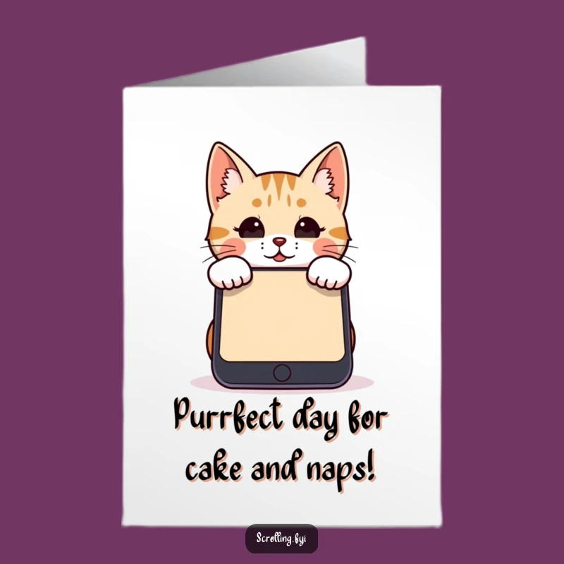 Free Printable Cat Birthday Card: Funny Tech Peek & DIY Gift For A Purrfect Day