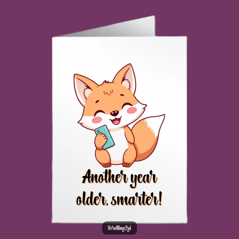 Free Printable Fox Birthday Card: Funny Downloadable Gift for Tech Lovers