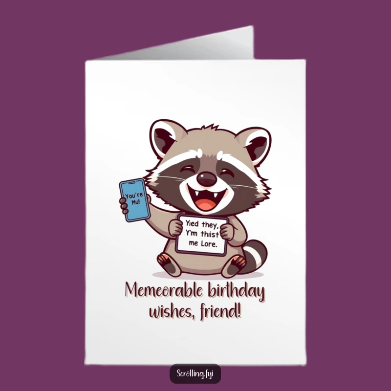 Free Printable Birthday Card: Funny Raccoon Meme Lover