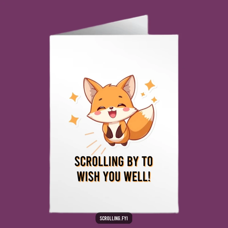 Free Printable Fox Birthday Card: Funny Scrolling Animal Downloadable Gift