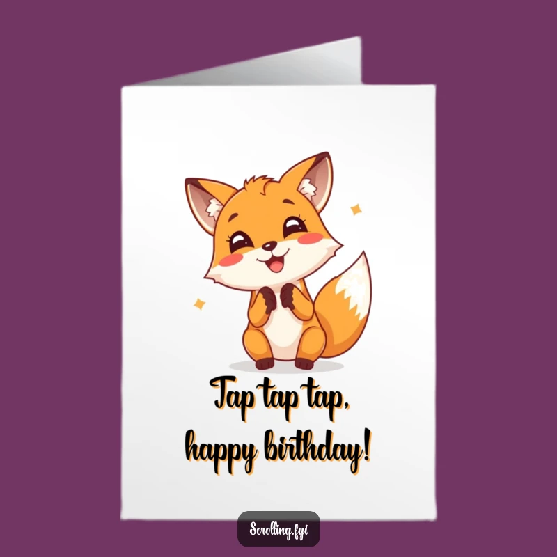 Free Printable Fox Birthday Card: Funny Tapping Screen Design for Joyful Celebrations