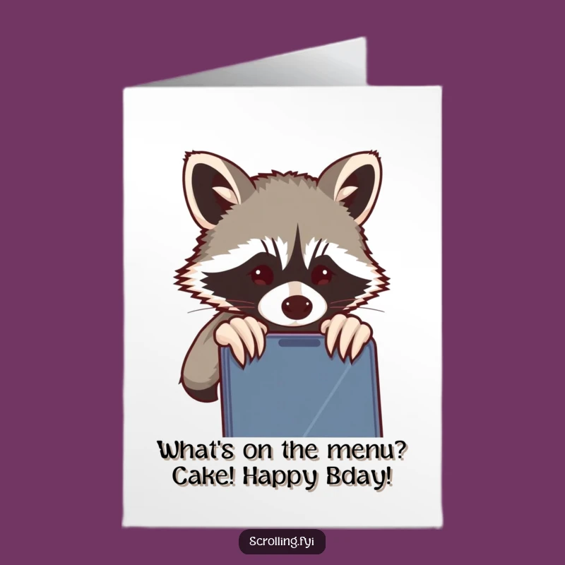 Free Printable Birthday Card: Raccoon Phone Peeker Funny Downloadable Gift