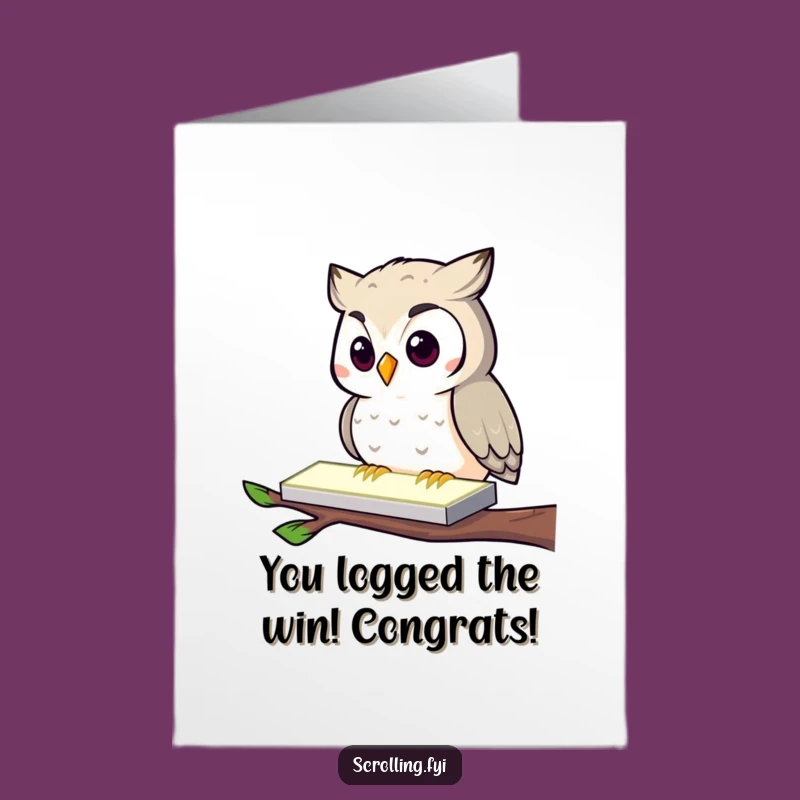 Free Printable Congrats Card: Owl Conquers Tech for Your Success!
