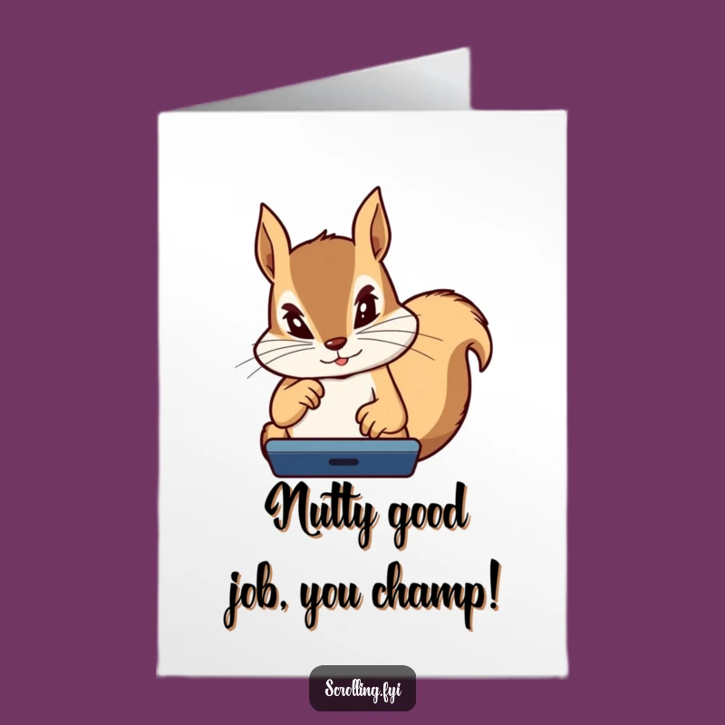 Free Printable Congrats Card: Squirrel's Digital Success, Downloadable, Print at Home
