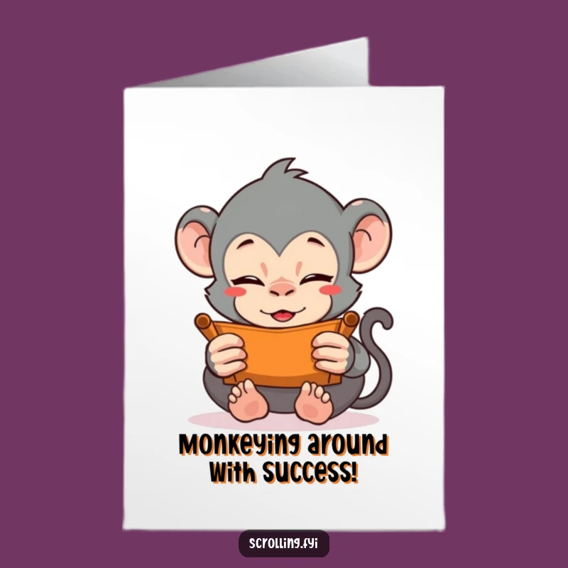Free Printable Congrats Card: Intense Monkey Scrolling Design for Celebrating Big Wins