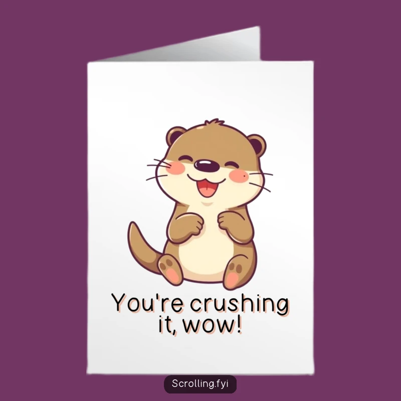 Free Printable Congrats Card: Otter Tapping Screen, Funny Downloadable Gift!